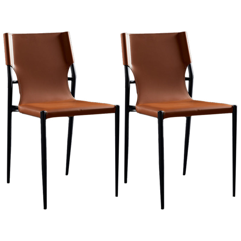 Modern Style Home Side Chair Solid Back Upholstered Dining Room Chair (Set of 2) Brown Clearhalo ' kitchen&dining_furn' 'Dining Chairs' 'Dining Tables & Seating' 'dining_chair' 'furn' 'furn_dining_chair' 'Furniture' 'furniture_dining_chair' 'Kitchen & Dining Furniture' 'kitchen' 4097388