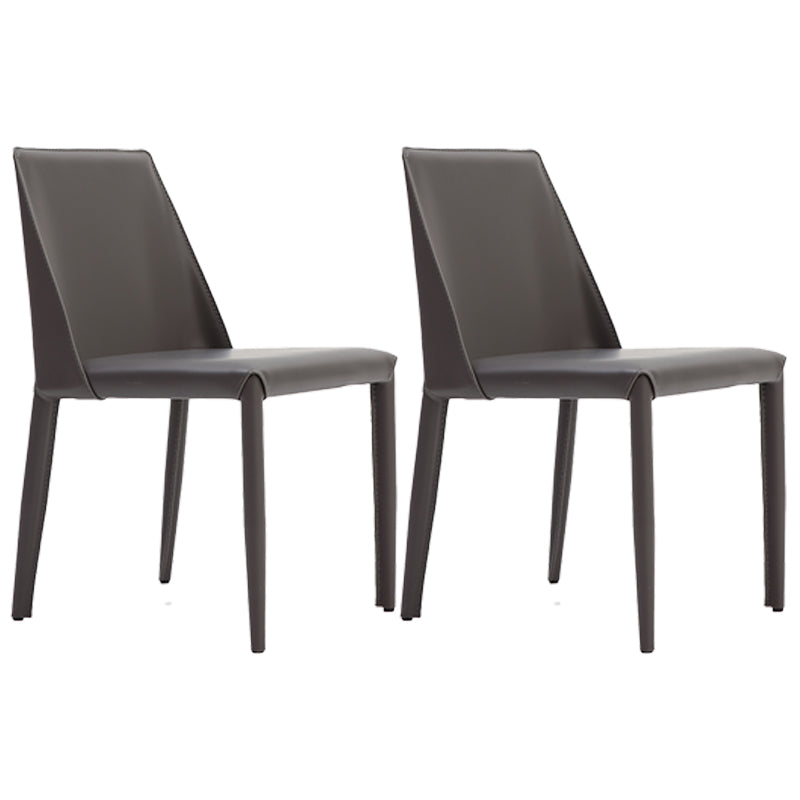 Modern Style Home Side Chair Solid Back Upholstered Dining Room Chair (Set of 2) Dark Gray Clearhalo ' kitchen&dining_furn' 'Dining Chairs' 'Dining Tables & Seating' 'dining_chair' 'furn' 'furn_dining_chair' 'Furniture' 'furniture_dining_chair' 'Kitchen & Dining Furniture' 'kitchen' 4097390
