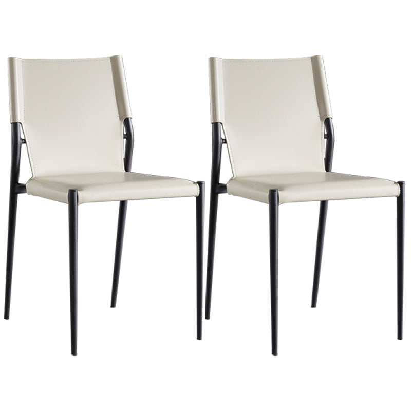 Modern Style Home Side Chair Solid Back Upholstered Dining Room Chair (Set of 2) Off-White Clearhalo ' kitchen&dining_furn' 'Dining Chairs' 'Dining Tables & Seating' 'dining_chair' 'furn' 'furn_dining_chair' 'Furniture' 'furniture_dining_chair' 'Kitchen & Dining Furniture' 'kitchen' 4097392