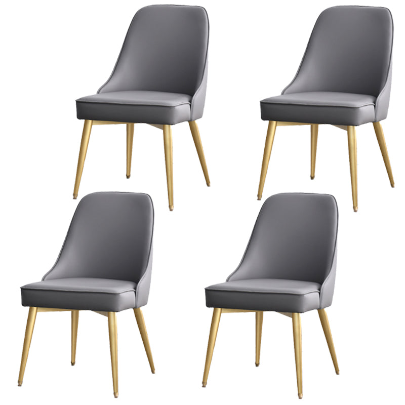 Nordic Style Dining Armless Chair Upholstered Fabric Dining Side Chair for Home Use Gray-Gold 4 Piece Set Clearhalo ' kitchen&dining_furn' 'Dining Chairs' 'Dining Tables & Seating' 'dining_chair' 'furn' 'furn_dining_chair' 'Furniture' 'furniture_dining_chair' 'Kitchen & Dining Furniture' 'kitchen' 4097408
