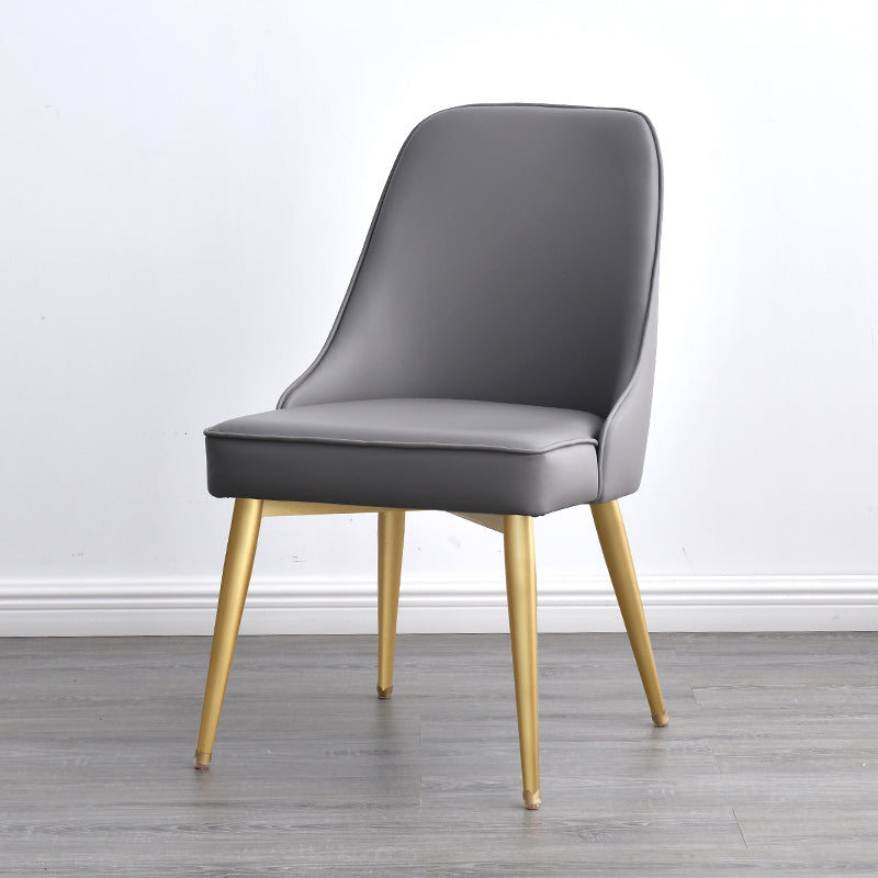 Nordic Style Dining Armless Chair Upholstered Fabric Dining Side Chair for Home Use Gray-Gold 1 Piece Clearhalo ' kitchen&dining_furn' 'Dining Chairs' 'Dining Tables & Seating' 'dining_chair' 'furn' 'furn_dining_chair' 'Furniture' 'furniture_dining_chair' 'Kitchen & Dining Furniture' 'kitchen' 4097410