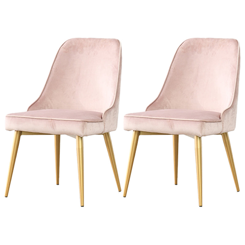 Nordic Style Dining Armless Chair Upholstered Fabric Dining Side Chair for Home Use Light Pink 2 Piece Set Clearhalo ' kitchen&dining_furn' 'Dining Chairs' 'Dining Tables & Seating' 'dining_chair' 'furn' 'furn_dining_chair' 'Furniture' 'furniture_dining_chair' 'Kitchen & Dining Furniture' 'kitchen' 4097424
