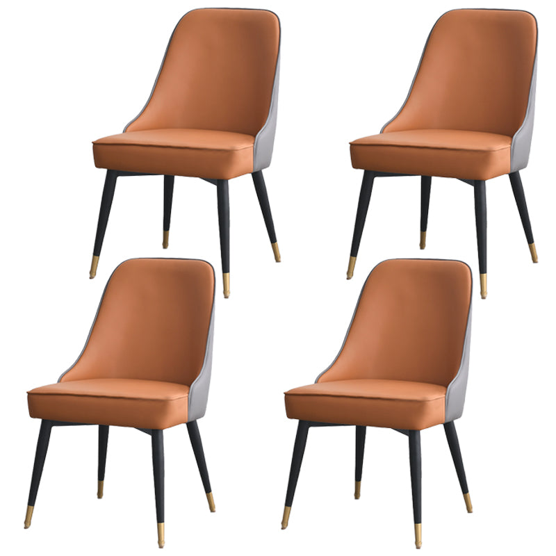 Nordic Style Dining Armless Chair Upholstered Fabric Dining Side Chair for Home Use Brown-Black 4 Piece Set Clearhalo ' kitchen&dining_furn' 'Dining Chairs' 'Dining Tables & Seating' 'dining_chair' 'furn' 'furn_dining_chair' 'Furniture' 'furniture_dining_chair' 'Kitchen & Dining Furniture' 'kitchen' 4097434