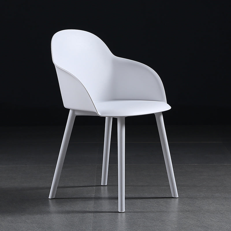 Contemporary Style Dining Chair Kitchen Arm Side Chair with Plastic Legs White 1 Piece Clearhalo ' kitchen&dining_furn' 'Dining Chairs' 'Dining Tables & Seating' 'dining_chair' 'furn' 'furn_dining_chair' 'Furniture' 'furniture_dining_chair' 'Kitchen & Dining Furniture' 'kitchen' 4097446