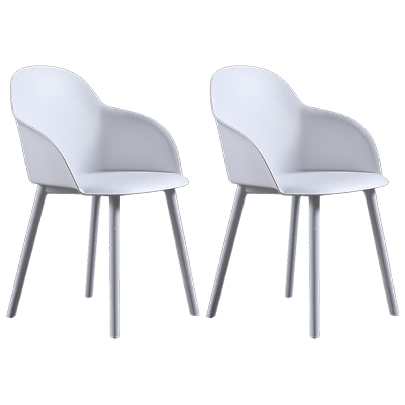 Contemporary Style Dining Chair Kitchen Arm Side Chair with Plastic Legs White 2 Piece Set Clearhalo ' kitchen&dining_furn' 'Dining Chairs' 'Dining Tables & Seating' 'dining_chair' 'furn' 'furn_dining_chair' 'Furniture' 'furniture_dining_chair' 'Kitchen & Dining Furniture' 'kitchen' 4097448