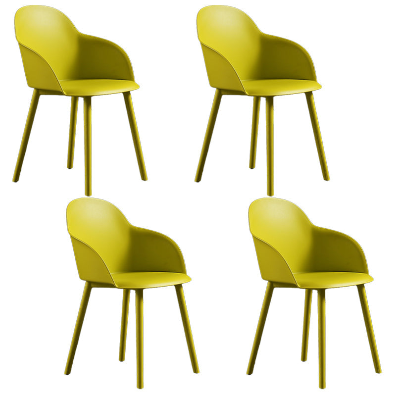 Contemporary Style Dining Chair Kitchen Arm Side Chair with Plastic Legs Yellow 4 Piece Set Clearhalo ' kitchen&dining_furn' 'Dining Chairs' 'Dining Tables & Seating' 'dining_chair' 'furn' 'furn_dining_chair' 'Furniture' 'furniture_dining_chair' 'Kitchen & Dining Furniture' 'kitchen' 4097451