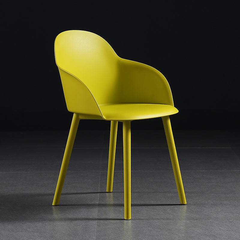 Contemporary Style Dining Chair Kitchen Arm Side Chair with Plastic Legs Yellow 1 Piece Clearhalo ' kitchen&dining_furn' 'Dining Chairs' 'Dining Tables & Seating' 'dining_chair' 'furn' 'furn_dining_chair' 'Furniture' 'furniture_dining_chair' 'Kitchen & Dining Furniture' 'kitchen' 4097452