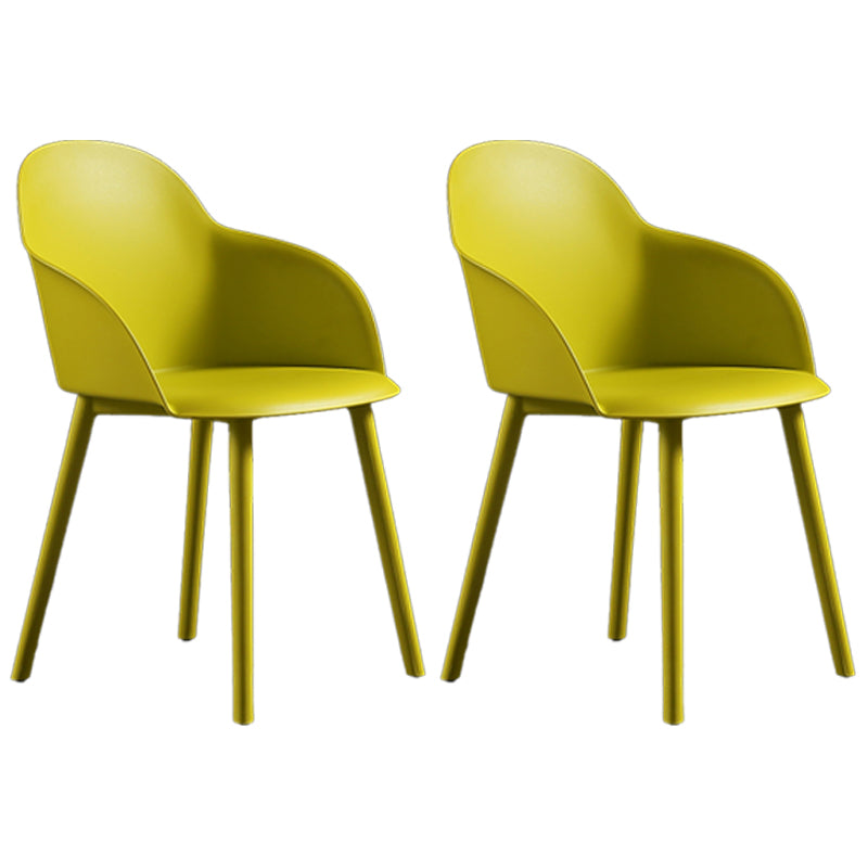 Contemporary Style Dining Chair Kitchen Arm Side Chair with Plastic Legs Yellow 2 Piece Set Clearhalo ' kitchen&dining_furn' 'Dining Chairs' 'Dining Tables & Seating' 'dining_chair' 'furn' 'furn_dining_chair' 'Furniture' 'furniture_dining_chair' 'Kitchen & Dining Furniture' 'kitchen' 4097454