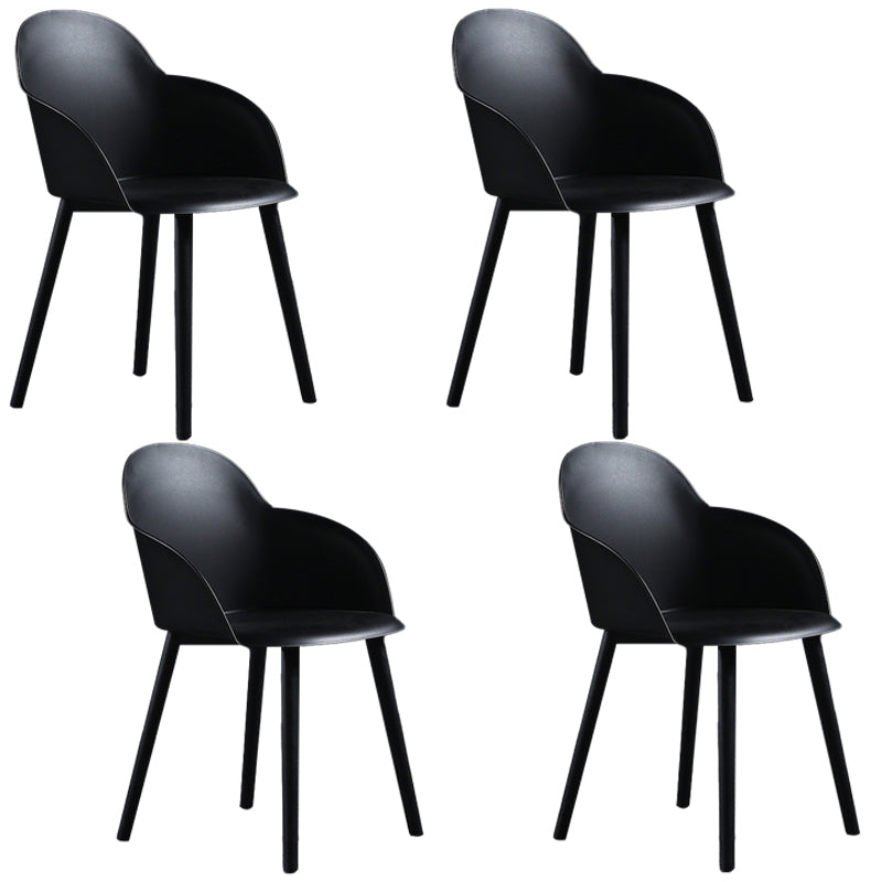 Contemporary Style Dining Chair Kitchen Arm Side Chair with Plastic Legs Black 4 Piece Set Clearhalo ' kitchen&dining_furn' 'Dining Chairs' 'Dining Tables & Seating' 'dining_chair' 'furn' 'furn_dining_chair' 'Furniture' 'furniture_dining_chair' 'Kitchen & Dining Furniture' 'kitchen' 4097456
