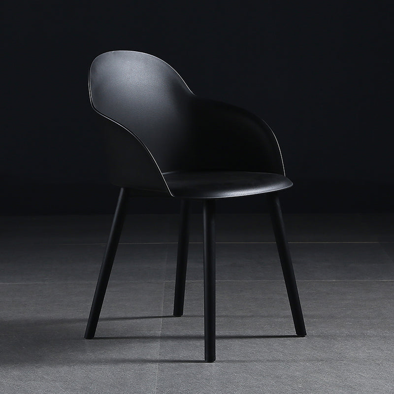 Contemporary Style Dining Chair Kitchen Arm Side Chair with Plastic Legs Black 1 Piece Clearhalo ' kitchen&dining_furn' 'Dining Chairs' 'Dining Tables & Seating' 'dining_chair' 'furn' 'furn_dining_chair' 'Furniture' 'furniture_dining_chair' 'Kitchen & Dining Furniture' 'kitchen' 4097458
