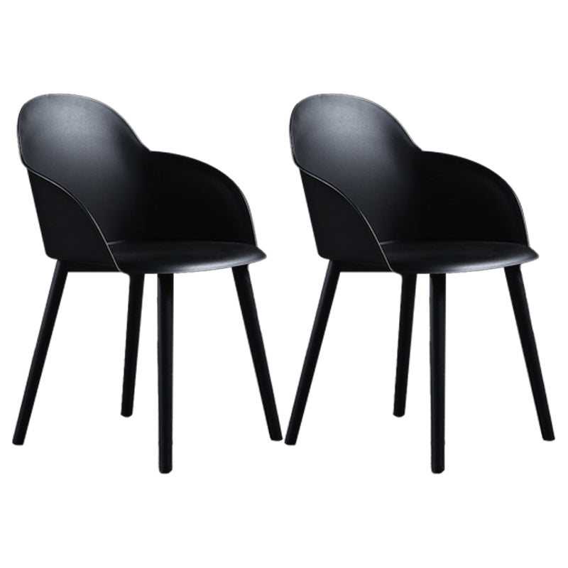 Contemporary Style Dining Chair Kitchen Arm Side Chair with Plastic Legs Black 2 Piece Set Clearhalo ' kitchen&dining_furn' 'Dining Chairs' 'Dining Tables & Seating' 'dining_chair' 'furn' 'furn_dining_chair' 'Furniture' 'furniture_dining_chair' 'Kitchen & Dining Furniture' 'kitchen' 4097459