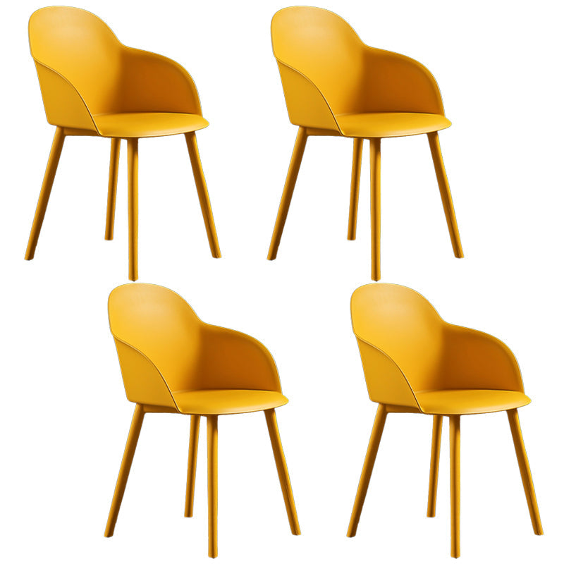 Contemporary Style Dining Chair Kitchen Arm Side Chair with Plastic Legs Orange 4 Piece Set Clearhalo ' kitchen&dining_furn' 'Dining Chairs' 'Dining Tables & Seating' 'dining_chair' 'furn' 'furn_dining_chair' 'Furniture' 'furniture_dining_chair' 'Kitchen & Dining Furniture' 'kitchen' 4097460