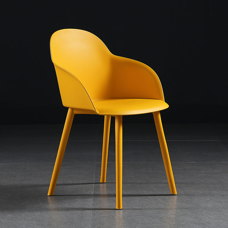 Contemporary Style Dining Chair Kitchen Arm Side Chair with Plastic Legs Orange 1 Piece Clearhalo ' kitchen&dining_furn' 'Dining Chairs' 'Dining Tables & Seating' 'dining_chair' 'furn' 'furn_dining_chair' 'Furniture' 'furniture_dining_chair' 'Kitchen & Dining Furniture' 'kitchen' 4097461
