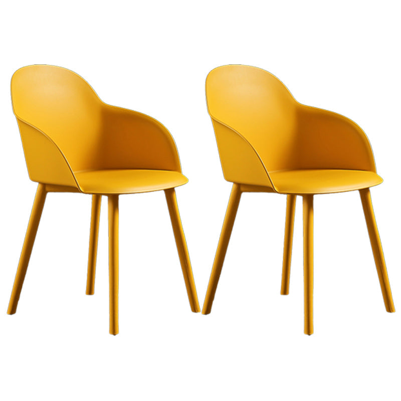Contemporary Style Dining Chair Kitchen Arm Side Chair with Plastic Legs Orange 2 Piece Set Clearhalo ' kitchen&dining_furn' 'Dining Chairs' 'Dining Tables & Seating' 'dining_chair' 'furn' 'furn_dining_chair' 'Furniture' 'furniture_dining_chair' 'Kitchen & Dining Furniture' 'kitchen' 4097462