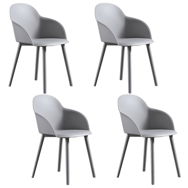 Contemporary Style Dining Chair Kitchen Arm Side Chair with Plastic Legs Light Gray 4 Piece Set Clearhalo ' kitchen&dining_furn' 'Dining Chairs' 'Dining Tables & Seating' 'dining_chair' 'furn' 'furn_dining_chair' 'Furniture' 'furniture_dining_chair' 'Kitchen & Dining Furniture' 'kitchen' 4097466