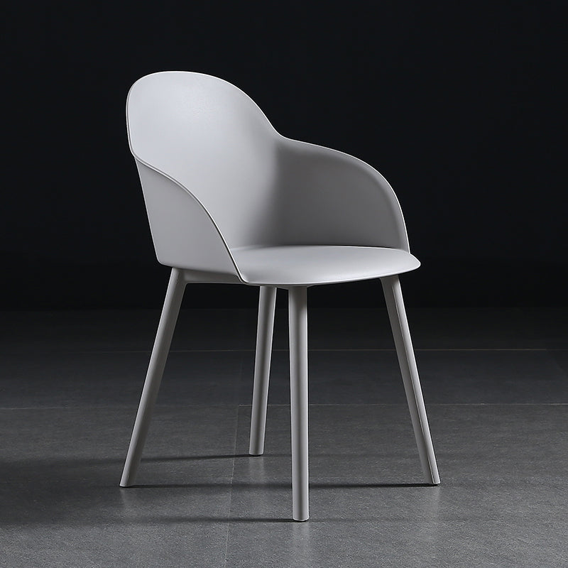 Contemporary Style Dining Chair Kitchen Arm Side Chair with Plastic Legs Light Gray 1 Piece Clearhalo ' kitchen&dining_furn' 'Dining Chairs' 'Dining Tables & Seating' 'dining_chair' 'furn' 'furn_dining_chair' 'Furniture' 'furniture_dining_chair' 'Kitchen & Dining Furniture' 'kitchen' 4097467