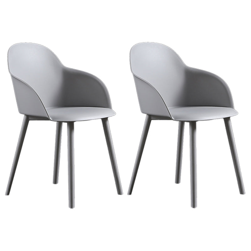 Contemporary Style Dining Chair Kitchen Arm Side Chair with Plastic Legs Light Gray 2 Piece Set Clearhalo ' kitchen&dining_furn' 'Dining Chairs' 'Dining Tables & Seating' 'dining_chair' 'furn' 'furn_dining_chair' 'Furniture' 'furniture_dining_chair' 'Kitchen & Dining Furniture' 'kitchen' 4097468