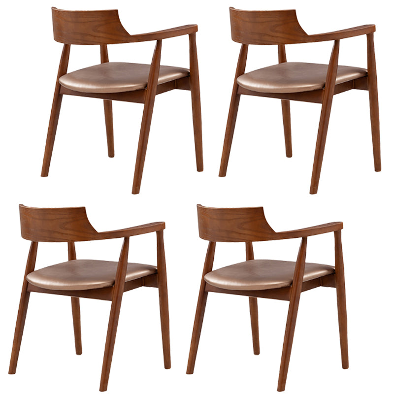 Contemporary Leather Dining Room Arm Chair Wood Open Back Dining Chair Walnut Pink 4 Piece Set Clearhalo ' kitchen&dining_furn' 'Dining Chairs' 'Dining Tables & Seating' 'dining_chair' 'furn' 'furn_dining_chair' 'Furniture' 'furniture_dining_chair' 'Kitchen & Dining Furniture' 'kitchen' 4097471