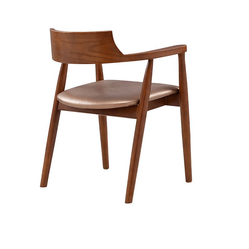 Contemporary Leather Dining Room Arm Chair Wood Open Back Dining Chair Walnut Pink 1 Piece Clearhalo ' kitchen&dining_furn' 'Dining Chairs' 'Dining Tables & Seating' 'dining_chair' 'furn' 'furn_dining_chair' 'Furniture' 'furniture_dining_chair' 'Kitchen & Dining Furniture' 'kitchen' 4097473