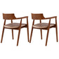 Contemporary Leather Dining Room Arm Chair Wood Open Back Dining Chair Walnut Pink 2 Piece Set Clearhalo ' kitchen&dining_furn' 'Dining Chairs' 'Dining Tables & Seating' 'dining_chair' 'furn' 'furn_dining_chair' 'Furniture' 'furniture_dining_chair' 'Kitchen & Dining Furniture' 'kitchen' 4097475