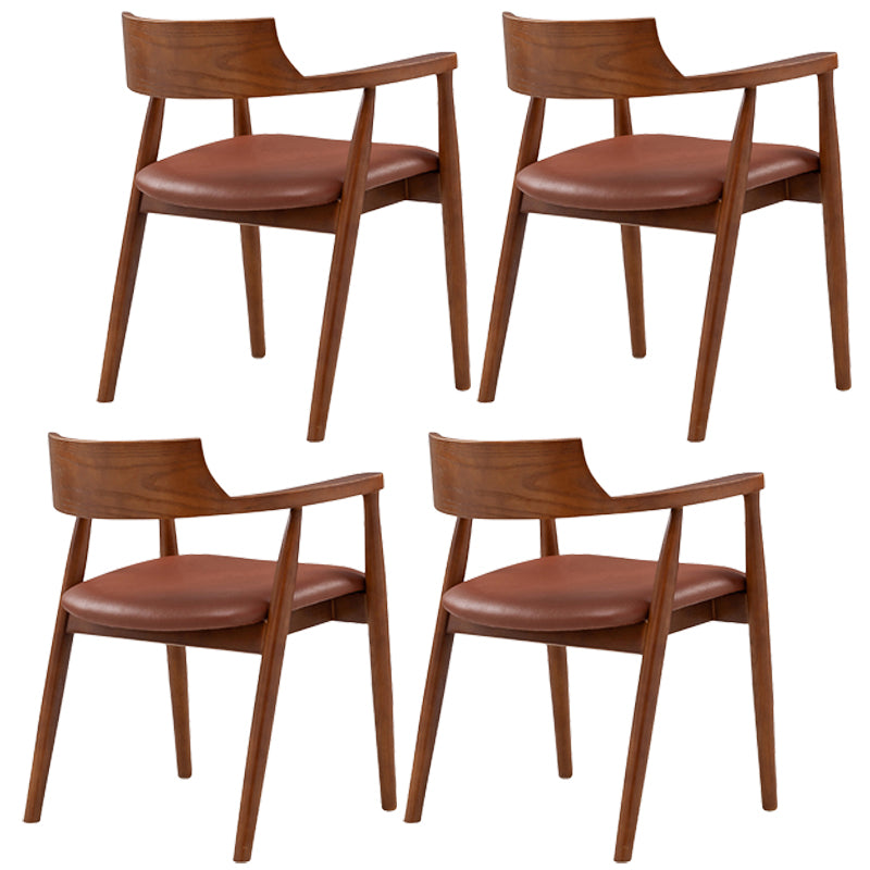 Contemporary Leather Dining Room Arm Chair Wood Open Back Dining Chair Walnut Brown 4 Piece Set Clearhalo ' kitchen&dining_furn' 'Dining Chairs' 'Dining Tables & Seating' 'dining_chair' 'furn' 'furn_dining_chair' 'Furniture' 'furniture_dining_chair' 'Kitchen & Dining Furniture' 'kitchen' 4097477