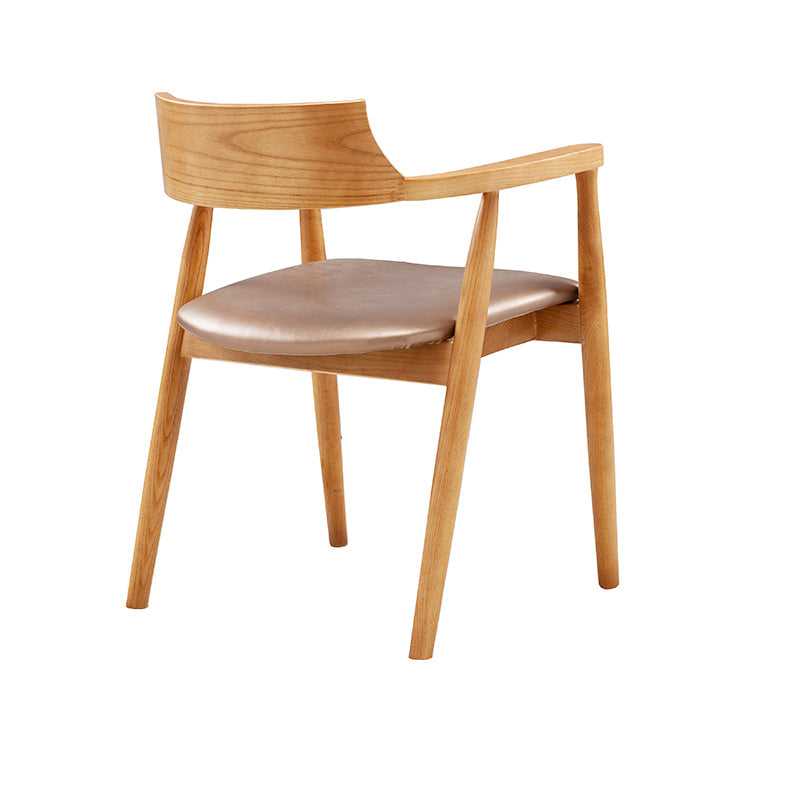 Contemporary Leather Dining Room Arm Chair Wood Open Back Dining Chair Natural Pink 1 Piece Clearhalo ' kitchen&dining_furn' 'Dining Chairs' 'Dining Tables & Seating' 'dining_chair' 'furn' 'furn_dining_chair' 'Furniture' 'furniture_dining_chair' 'Kitchen & Dining Furniture' 'kitchen' 4097484