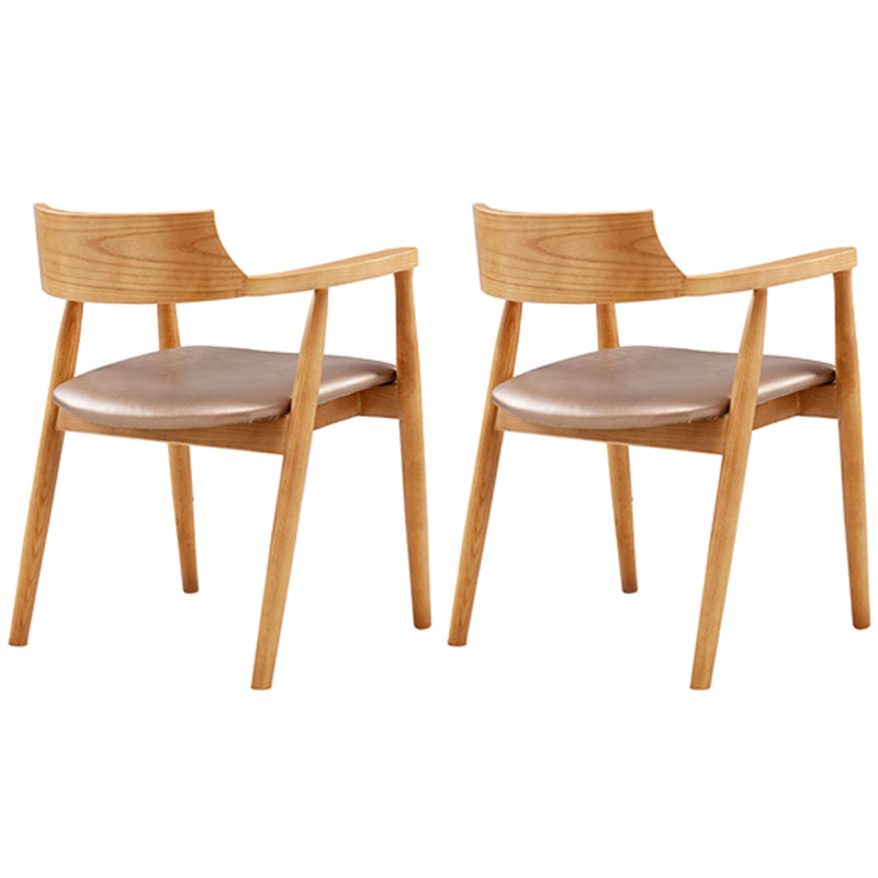 Contemporary Leather Dining Room Arm Chair Wood Open Back Dining Chair Natural Pink 2 Piece Set Clearhalo ' kitchen&dining_furn' 'Dining Chairs' 'Dining Tables & Seating' 'dining_chair' 'furn' 'furn_dining_chair' 'Furniture' 'furniture_dining_chair' 'Kitchen & Dining Furniture' 'kitchen' 4097485