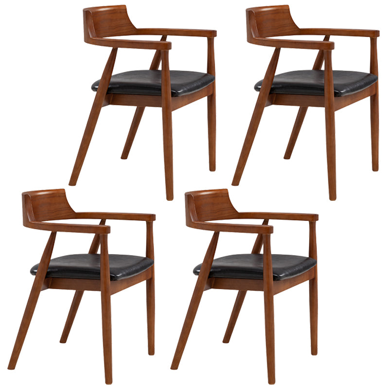 Contemporary Leather Dining Room Arm Chair Wood Open Back Dining Chair Walnut Black 4 Piece Set Clearhalo ' kitchen&dining_furn' 'Dining Chairs' 'Dining Tables & Seating' 'dining_chair' 'furn' 'furn_dining_chair' 'Furniture' 'furniture_dining_chair' 'Kitchen & Dining Furniture' 'kitchen' 4097486