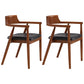 Contemporary Leather Dining Room Arm Chair Wood Open Back Dining Chair Walnut Black 2 Piece Set Clearhalo ' kitchen&dining_furn' 'Dining Chairs' 'Dining Tables & Seating' 'dining_chair' 'furn' 'furn_dining_chair' 'Furniture' 'furniture_dining_chair' 'Kitchen & Dining Furniture' 'kitchen' 4097488