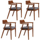 Contemporary Leather Dining Room Arm Chair Wood Open Back Dining Chair Walnut Dark Gray 4 Piece Set Clearhalo ' kitchen&dining_furn' 'Dining Chairs' 'Dining Tables & Seating' 'dining_chair' 'furn' 'furn_dining_chair' 'Furniture' 'furniture_dining_chair' 'Kitchen & Dining Furniture' 'kitchen' 4097489