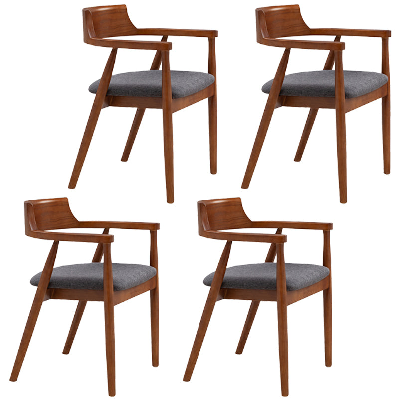 Contemporary Leather Dining Room Arm Chair Wood Open Back Dining Chair Walnut Dark Gray 4 Piece Set Clearhalo ' kitchen&dining_furn' 'Dining Chairs' 'Dining Tables & Seating' 'dining_chair' 'furn' 'furn_dining_chair' 'Furniture' 'furniture_dining_chair' 'Kitchen & Dining Furniture' 'kitchen' 4097489