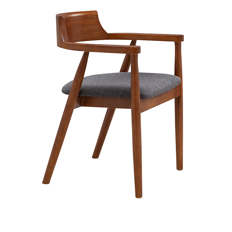 Contemporary Leather Dining Room Arm Chair Wood Open Back Dining Chair Walnut Dark Gray 1 Piece Clearhalo ' kitchen&dining_furn' 'Dining Chairs' 'Dining Tables & Seating' 'dining_chair' 'furn' 'furn_dining_chair' 'Furniture' 'furniture_dining_chair' 'Kitchen & Dining Furniture' 'kitchen' 4097490