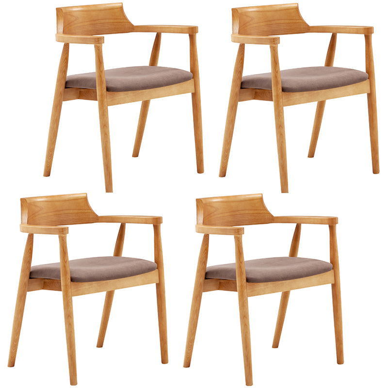 Contemporary Leather Dining Room Arm Chair Wood Open Back Dining Chair Natural Dark Brown 4 Piece Set Clearhalo ' kitchen&dining_furn' 'Dining Chairs' 'Dining Tables & Seating' 'dining_chair' 'furn' 'furn_dining_chair' 'Furniture' 'furniture_dining_chair' 'Kitchen & Dining Furniture' 'kitchen' 4097492