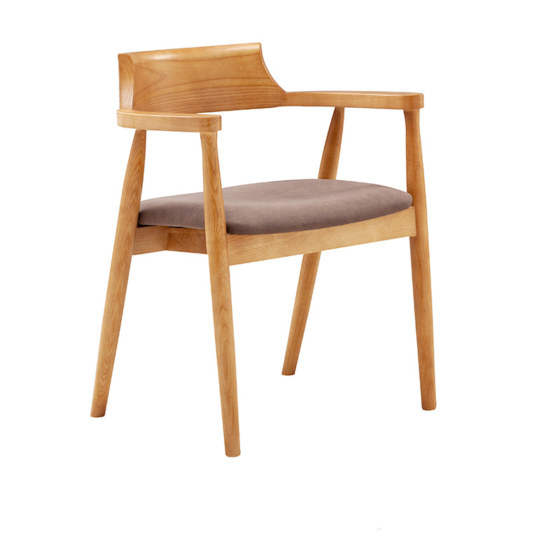 Contemporary Leather Dining Room Arm Chair Wood Open Back Dining Chair Natural Dark Brown 1 Piece Clearhalo ' kitchen&dining_furn' 'Dining Chairs' 'Dining Tables & Seating' 'dining_chair' 'furn' 'furn_dining_chair' 'Furniture' 'furniture_dining_chair' 'Kitchen & Dining Furniture' 'kitchen' 4097493