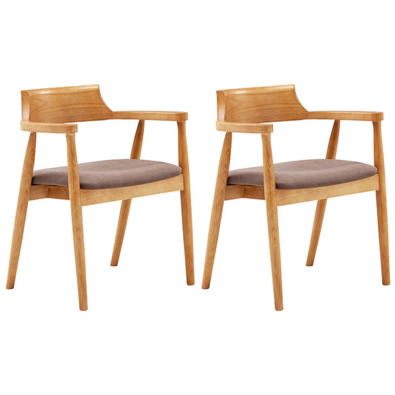 Contemporary Leather Dining Room Arm Chair Wood Open Back Dining Chair Natural Dark Brown 2 Piece Set Clearhalo ' kitchen&dining_furn' 'Dining Chairs' 'Dining Tables & Seating' 'dining_chair' 'furn' 'furn_dining_chair' 'Furniture' 'furniture_dining_chair' 'Kitchen & Dining Furniture' 'kitchen' 4097494