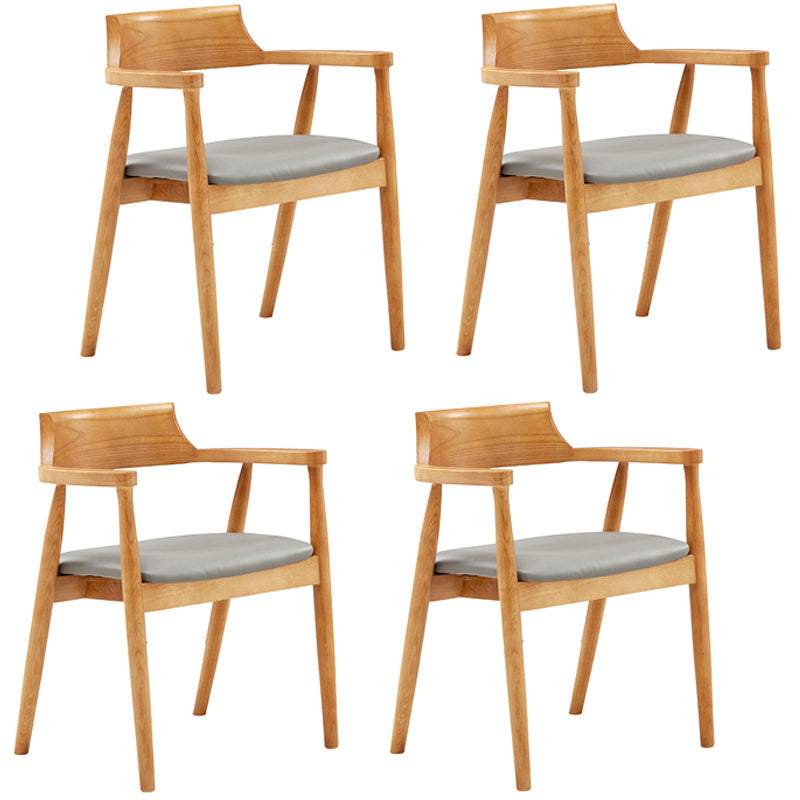 Contemporary Leather Dining Room Arm Chair Wood Open Back Dining Chair Natural Gray 4 Piece Set Clearhalo ' kitchen&dining_furn' 'Dining Chairs' 'Dining Tables & Seating' 'dining_chair' 'furn' 'furn_dining_chair' 'Furniture' 'furniture_dining_chair' 'Kitchen & Dining Furniture' 'kitchen' 4097495