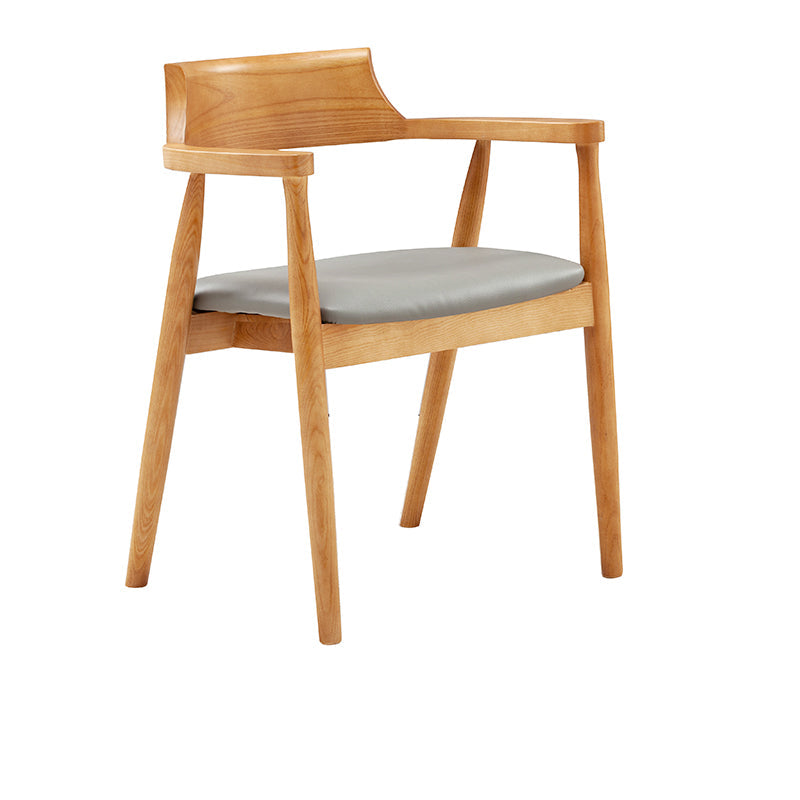 Contemporary Leather Dining Room Arm Chair Wood Open Back Dining Chair Natural Gray 1 Piece Clearhalo ' kitchen&dining_furn' 'Dining Chairs' 'Dining Tables & Seating' 'dining_chair' 'furn' 'furn_dining_chair' 'Furniture' 'furniture_dining_chair' 'Kitchen & Dining Furniture' 'kitchen' 4097496