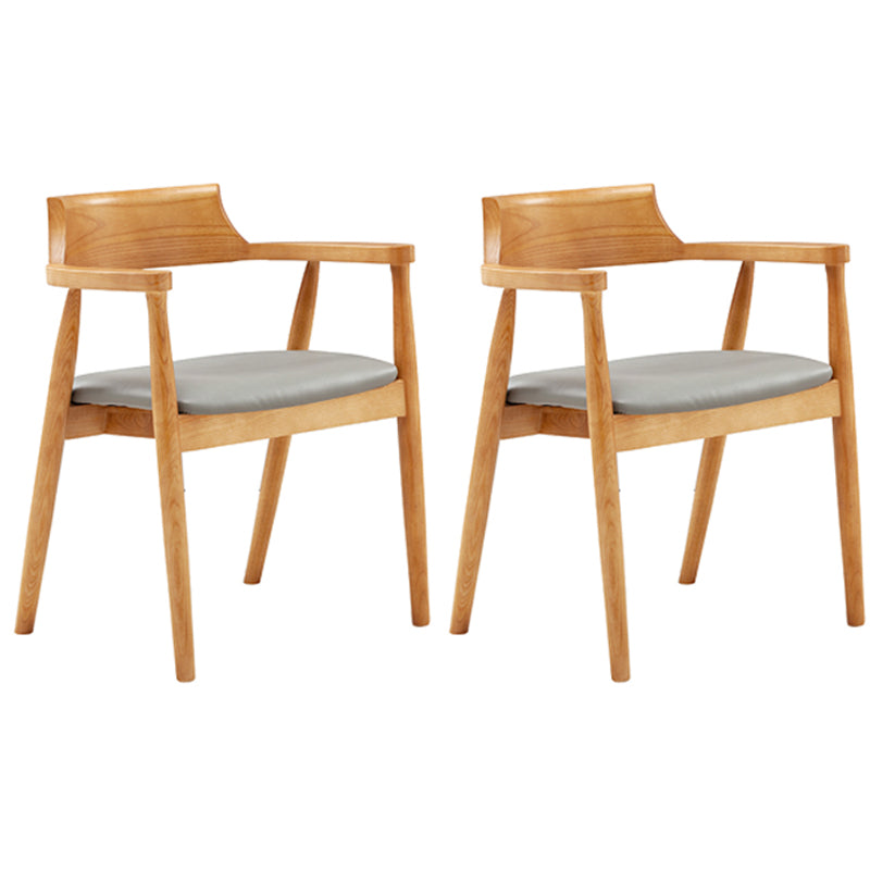 Contemporary Leather Dining Room Arm Chair Wood Open Back Dining Chair Natural Gray 2 Piece Set Clearhalo ' kitchen&dining_furn' 'Dining Chairs' 'Dining Tables & Seating' 'dining_chair' 'furn' 'furn_dining_chair' 'Furniture' 'furniture_dining_chair' 'Kitchen & Dining Furniture' 'kitchen' 4097497