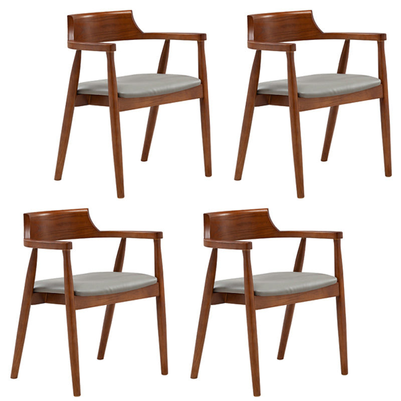 Contemporary Leather Dining Room Arm Chair Wood Open Back Dining Chair Walnut Gray 4 Piece Set Clearhalo ' kitchen&dining_furn' 'Dining Chairs' 'Dining Tables & Seating' 'dining_chair' 'furn' 'furn_dining_chair' 'Furniture' 'furniture_dining_chair' 'Kitchen & Dining Furniture' 'kitchen' 4097498