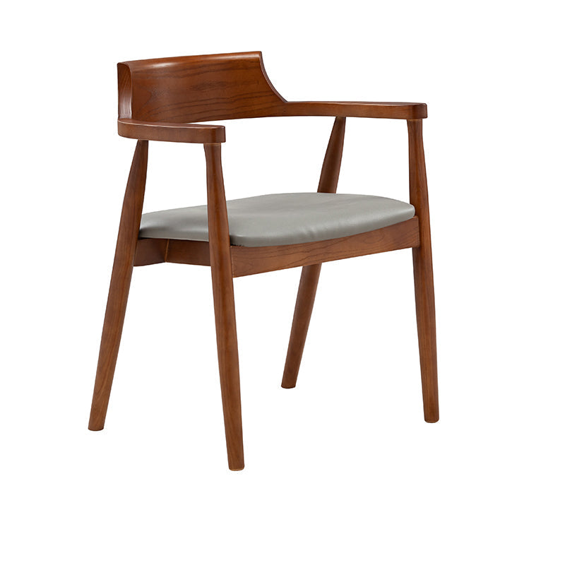 Contemporary Leather Dining Room Arm Chair Wood Open Back Dining Chair Walnut Gray 1 Piece Clearhalo ' kitchen&dining_furn' 'Dining Chairs' 'Dining Tables & Seating' 'dining_chair' 'furn' 'furn_dining_chair' 'Furniture' 'furniture_dining_chair' 'Kitchen & Dining Furniture' 'kitchen' 4097499