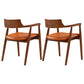 Contemporary Leather Dining Room Arm Chair Wood Open Back Dining Chair Walnut Yellow 2 Piece Set Clearhalo ' kitchen&dining_furn' 'Dining Chairs' 'Dining Tables & Seating' 'dining_chair' 'furn' 'furn_dining_chair' 'Furniture' 'furniture_dining_chair' 'Kitchen & Dining Furniture' 'kitchen' 4097503