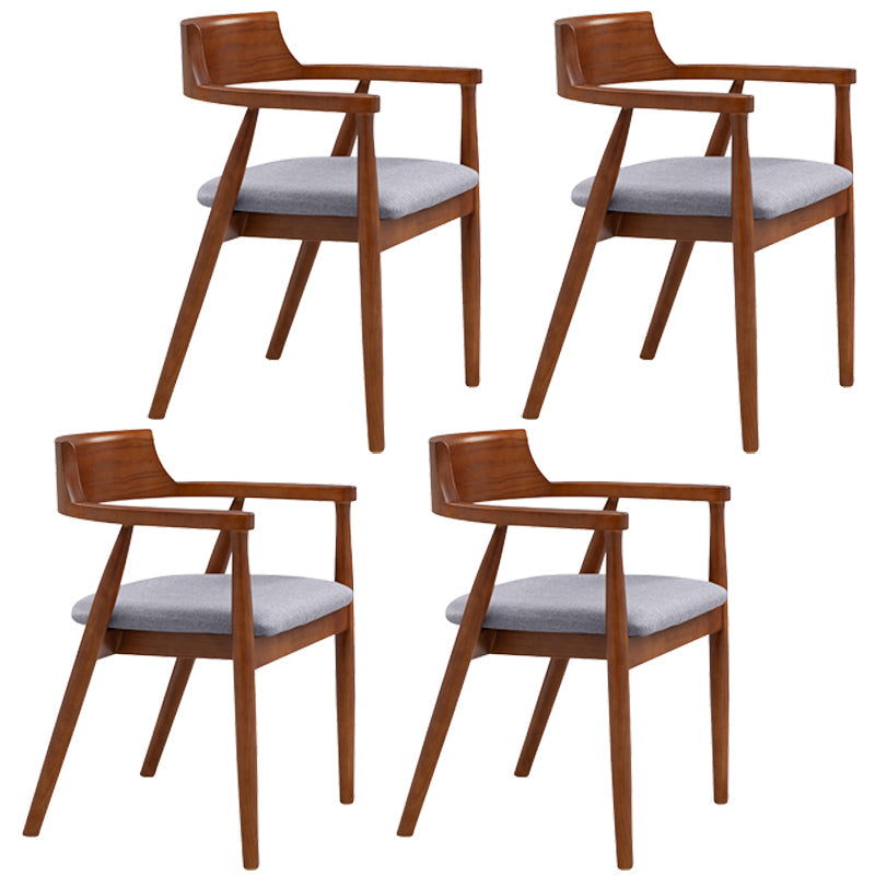 Contemporary Leather Dining Room Arm Chair Wood Open Back Dining Chair Walnut Silver 4 Piece Set Clearhalo ' kitchen&dining_furn' 'Dining Chairs' 'Dining Tables & Seating' 'dining_chair' 'furn' 'furn_dining_chair' 'Furniture' 'furniture_dining_chair' 'Kitchen & Dining Furniture' 'kitchen' 4097504