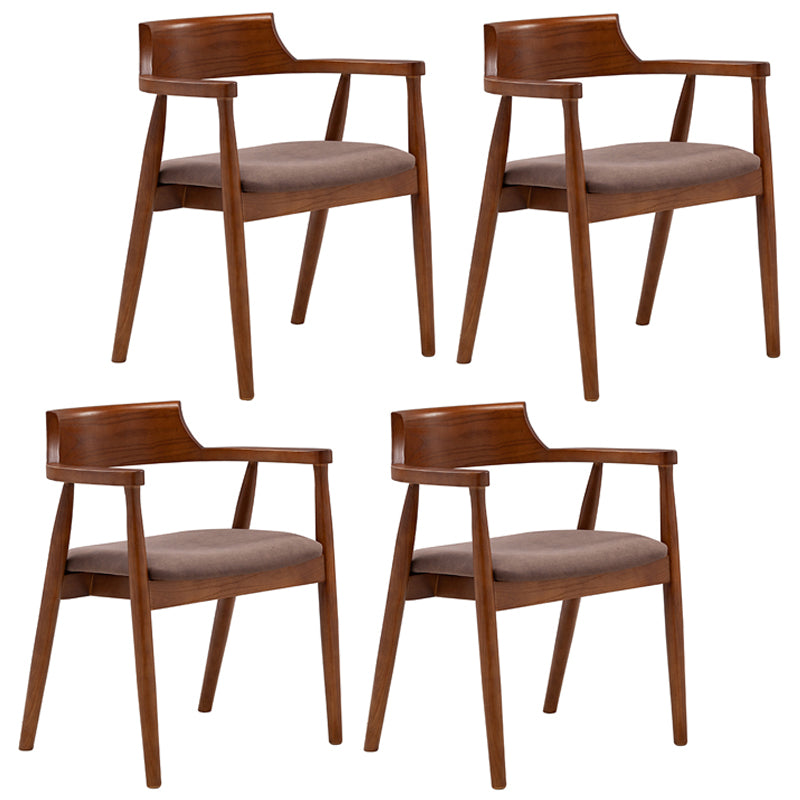 Contemporary Leather Dining Room Arm Chair Wood Open Back Dining Chair Walnut Dark Brown 4 Piece Set Clearhalo ' kitchen&dining_furn' 'Dining Chairs' 'Dining Tables & Seating' 'dining_chair' 'furn' 'furn_dining_chair' 'Furniture' 'furniture_dining_chair' 'Kitchen & Dining Furniture' 'kitchen' 4097507