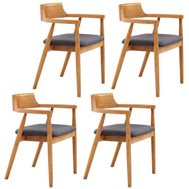 Contemporary Leather Dining Room Arm Chair Wood Open Back Dining Chair Natural Dark Gray 4 Piece Set Clearhalo ' kitchen&dining_furn' 'Dining Chairs' 'Dining Tables & Seating' 'dining_chair' 'furn' 'furn_dining_chair' 'Furniture' 'furniture_dining_chair' 'Kitchen & Dining Furniture' 'kitchen' 4097513