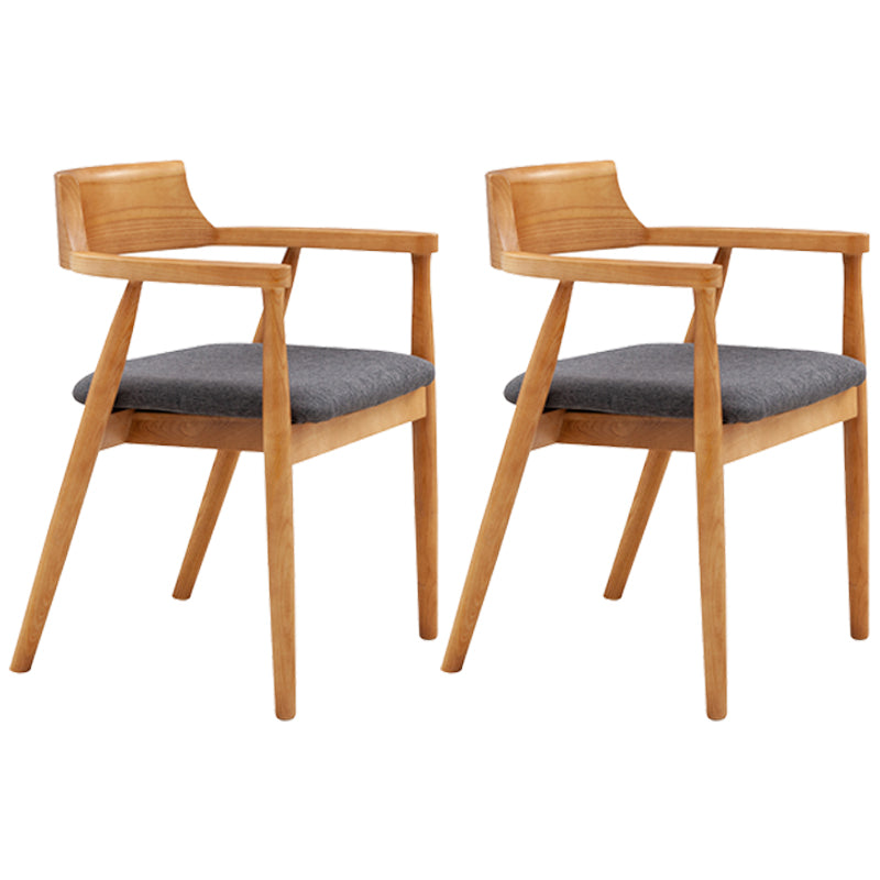 Contemporary Leather Dining Room Arm Chair Wood Open Back Dining Chair Natural Dark Gray 2 Piece Set Clearhalo ' kitchen&dining_furn' 'Dining Chairs' 'Dining Tables & Seating' 'dining_chair' 'furn' 'furn_dining_chair' 'Furniture' 'furniture_dining_chair' 'Kitchen & Dining Furniture' 'kitchen' 4097515