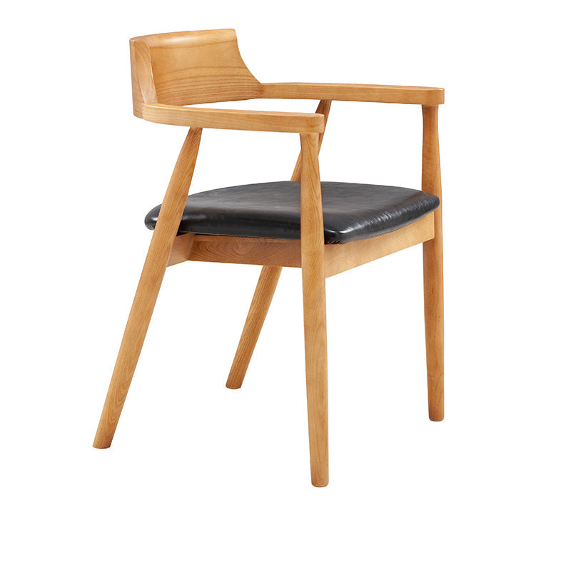 Contemporary Leather Dining Room Arm Chair Wood Open Back Dining Chair Natural Black 1 Piece Clearhalo ' kitchen&dining_furn' 'Dining Chairs' 'Dining Tables & Seating' 'dining_chair' 'furn' 'furn_dining_chair' 'Furniture' 'furniture_dining_chair' 'Kitchen & Dining Furniture' 'kitchen' 4097517