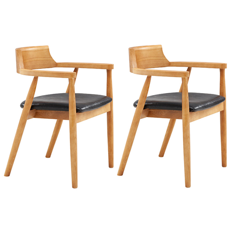 Contemporary Leather Dining Room Arm Chair Wood Open Back Dining Chair Natural Black 2 Piece Set Clearhalo ' kitchen&dining_furn' 'Dining Chairs' 'Dining Tables & Seating' 'dining_chair' 'furn' 'furn_dining_chair' 'Furniture' 'furniture_dining_chair' 'Kitchen & Dining Furniture' 'kitchen' 4097518