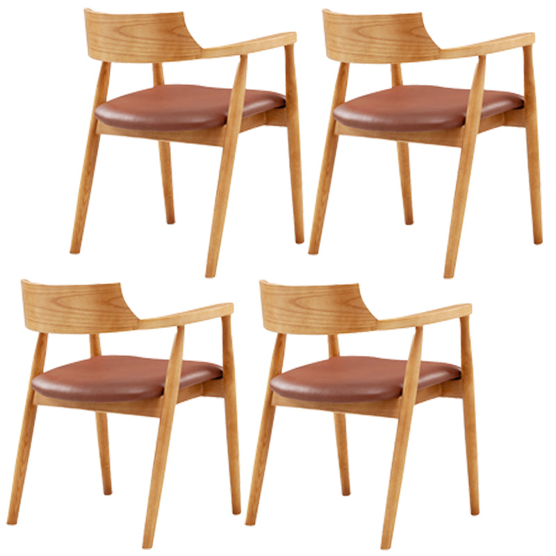 Contemporary Leather Dining Room Arm Chair Wood Open Back Dining Chair Natural Brown 4 Piece Set Clearhalo ' kitchen&dining_furn' 'Dining Chairs' 'Dining Tables & Seating' 'dining_chair' 'furn' 'furn_dining_chair' 'Furniture' 'furniture_dining_chair' 'Kitchen & Dining Furniture' 'kitchen' 4097522
