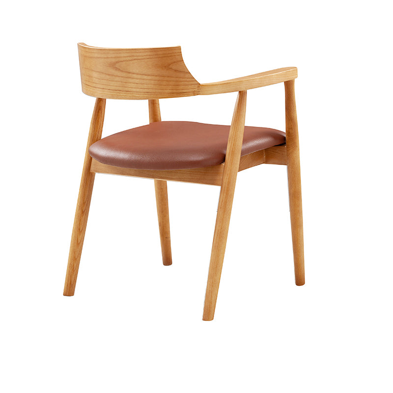 Contemporary Leather Dining Room Arm Chair Wood Open Back Dining Chair Natural Brown 1 Piece Clearhalo ' kitchen&dining_furn' 'Dining Chairs' 'Dining Tables & Seating' 'dining_chair' 'furn' 'furn_dining_chair' 'Furniture' 'furniture_dining_chair' 'Kitchen & Dining Furniture' 'kitchen' 4097523