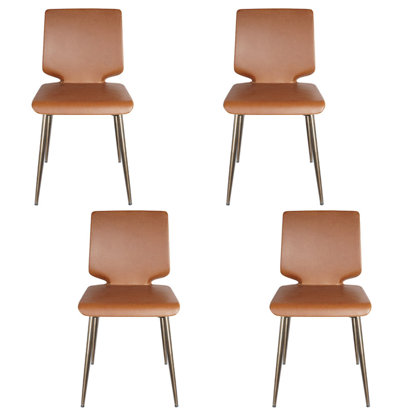 Contemporary Style Kitchen Metal Dining Chair Dining Armless Side Chair Brown 4 Piece Set Clearhalo ' kitchen&dining_furn' 'Dining Chairs' 'Dining Tables & Seating' 'dining_chair' 'furn' 'furn_dining_chair' 'Furniture' 'furniture_dining_chair' 'Kitchen & Dining Furniture' 'kitchen' 4097550
